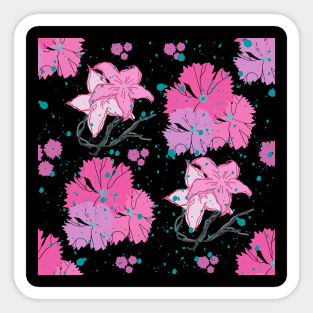 Pink and Black Floral Pattern Sticker